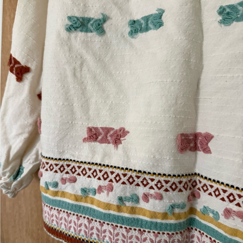 Lou Grey For Loft Getaway Embroidered Top boho folk tunic blouse size XS - Picture 3 of 8